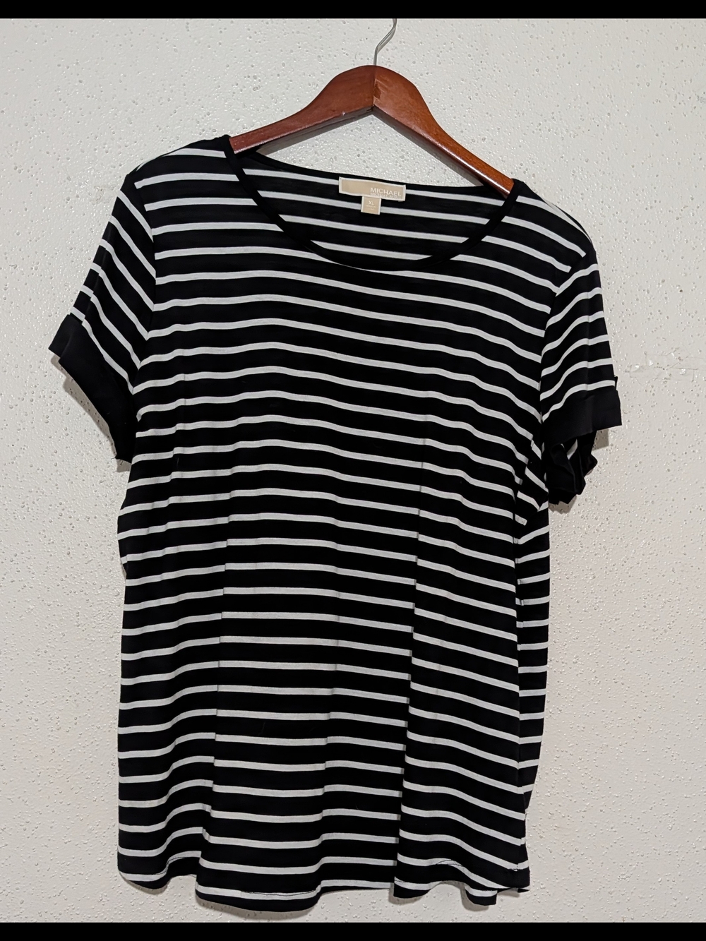 MICHAEL Michael Kors Black and White Striped Short Sleeve Tee